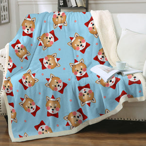 Christmas Cap Shiba Inus Love Soft Warm Fleece Blanket-Blanket-Blankets, Home Decor, Shiba Inu-8