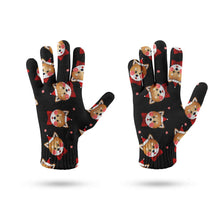 Load image into Gallery viewer, Christmas Cap Shiba Inus Touch Screen Gloves - 4 Colors-Accessories-Accessories, Christmas, Dog Dad Gifts, Dog Mom Gifts, Gloves, Shiba Inu-11