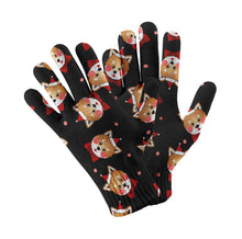 Load image into Gallery viewer, Christmas Cap Shiba Inus Touch Screen Gloves - 4 Colors-Accessories-Accessories, Christmas, Dog Dad Gifts, Dog Mom Gifts, Gloves, Shiba Inu-Black-4