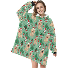 Load image into Gallery viewer, Christmas Carousel Cocker Spaniels Blanket Hoodie-Blanket-Apparel, Blanket Hoodie, Blankets, Christmas, Cocker Spaniel, Dog Mom Gifts-ONE SIZE-1