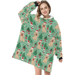 Christmas Carousel Cocker Spaniels Blanket Hoodie-Blanket-Apparel, Blanket Hoodie, Blankets, Christmas, Cocker Spaniel, Dog Mom Gifts-ONE SIZE-1