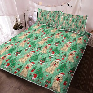 Christmas Carousel Cocker Spaniels Quilt Blanket Bedding Set-Bedding-Bedding, Blankets, Christmas, Cocker Spaniel, Home Decor-3