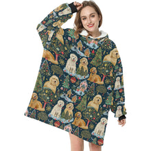 Load image into Gallery viewer, Christmas Cheer Goldendoodles Blanket Hoodie-Blanket-Apparel, Blanket Hoodie, Blankets, Christmas, Dog Mom Gifts, Goldendoodle-ONE SIZE-1