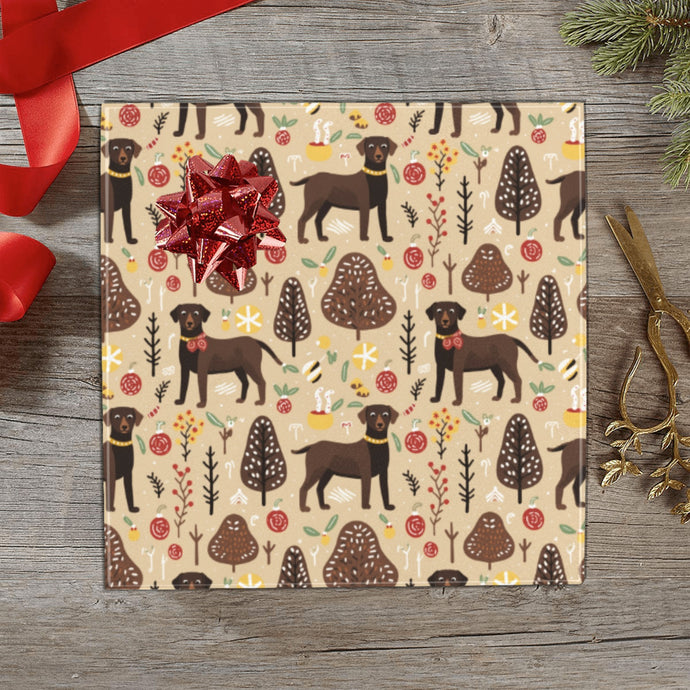Christmas Companions Chocolate Labradors Gift Wrapping Paper - 2 Rolls-Christmas Ornament-Chocolate Labrador,Christmas,Wrapping Paper-1