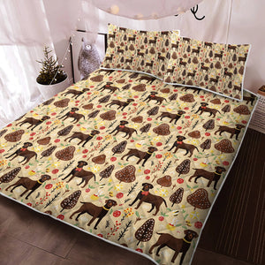 Christmas Companions Chocolate Labradors Quilt Blanket Bedding Set-Bedding-Bedding, Blankets, Christmas, Home Decor, Labrador-2