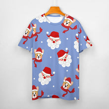 Load image into Gallery viewer, Christmas Corgis with Santa All Over Print Women's Cotton T-Shirt - 4 Colors-Apparel-Apparel, Christmas, Corgi, Shirt, T Shirt-14