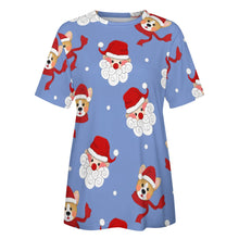 Load image into Gallery viewer, Christmas Corgis with Santa All Over Print Women's Cotton T-Shirt - 4 Colors-Apparel-Apparel, Christmas, Corgi, Shirt, T Shirt-13