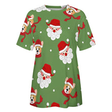 Load image into Gallery viewer, Christmas Corgis with Santa All Over Print Women's Cotton T-Shirt - 4 Colors-Apparel-Apparel, Christmas, Corgi, Shirt, T Shirt-5