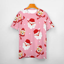Load image into Gallery viewer, Christmas Corgis with Santa All Over Print Women's Cotton T-Shirt - 4 Colors-Apparel-Apparel, Christmas, Corgi, Shirt, T Shirt-9