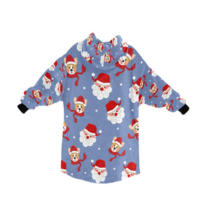 Christmas Corgis with Santa Blanket Hoodie for Women-Apparel-Apparel, Blankets-10