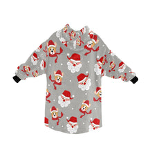 Load image into Gallery viewer, Christmas Corgis with Santa Blanket Hoodie for Women-Apparel-Apparel, Blankets-15