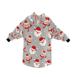 Christmas Corgis with Santa Blanket Hoodie for Women-Apparel-Apparel, Blankets-15