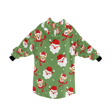 Load image into Gallery viewer, Christmas Corgis with Santa Blanket Hoodie for Women-Apparel-Apparel, Blankets-2