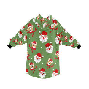 Christmas Corgis with Santa Blanket Hoodie for Women-Apparel-Apparel, Blankets-2