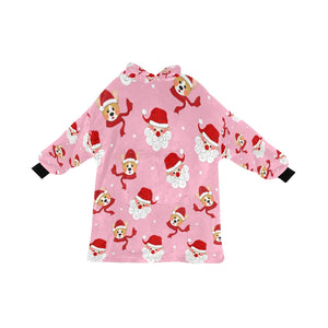 Christmas Corgis with Santa Blanket Hoodie for Women-Apparel-Apparel, Blankets-LightPink-ONE SIZE-3