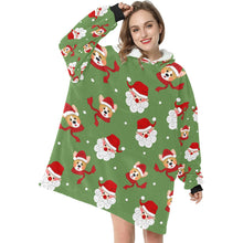 Load image into Gallery viewer, Christmas Corgis with Santa Blanket Hoodie for Women-Apparel-Apparel, Blankets-4