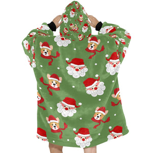 Christmas Corgis with Santa Blanket Hoodie for Women-Apparel-Apparel, Blankets-5