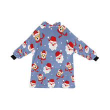 Load image into Gallery viewer, Christmas Corgis with Santa Blanket Hoodie for Women-Apparel-Apparel, Blankets-CornflowerBlue-ONE SIZE-8