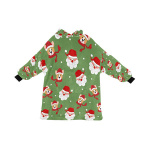 Christmas Corgis with Santa Blanket Hoodie for Women-Apparel-Apparel, Blankets-OliveDrab-ONE SIZE-1