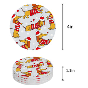 Christmas Dachshund Love Ceramic Coasters-Home Decor-Coaster, Dachshund, Dogs, Home Decor-3