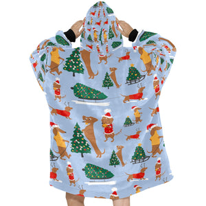 Christmas Dachshunds Love Blanket Hoodie for Women-Apparel-Apparel, Blankets-12