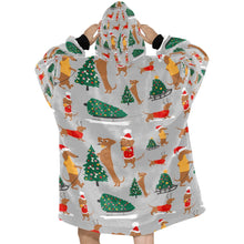 Load image into Gallery viewer, Christmas Dachshunds Love Blanket Hoodie for Women-Apparel-Apparel, Blankets-14