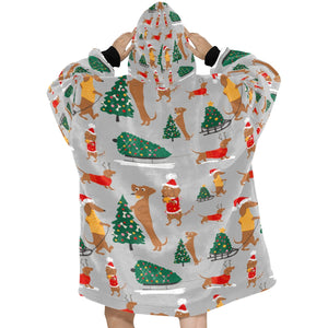 Christmas Dachshunds Love Blanket Hoodie for Women-Apparel-Apparel, Blankets-14