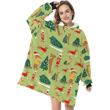 Load image into Gallery viewer, Christmas Dachshunds Love Blanket Hoodie for Women-Apparel-Apparel, Blankets-3