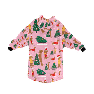 Christmas Dachshunds Love Blanket Hoodie for Women-Apparel-Apparel, Blankets-5