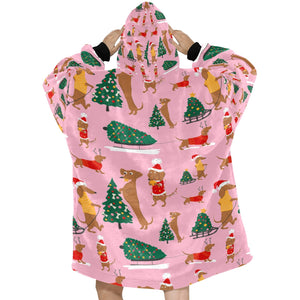 Christmas Dachshunds Love Blanket Hoodie for Women-Apparel-Apparel, Blankets-8