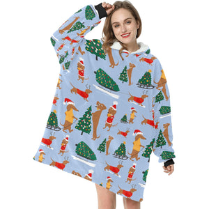 Christmas Dachshunds Love Blanket Hoodie for Women-Apparel-Apparel, Blankets-9