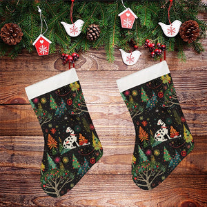 Christmas Forest Frolic Dalmatian Christmas Stocking-Christmas Ornament-Christmas, Dalmatian, Home Decor-26X42CM-White1-2