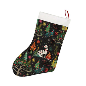 Christmas Forest Frolic Dalmatian Christmas Stocking-Christmas Ornament-Christmas, Dalmatian, Home Decor-26X42CM-White1-1