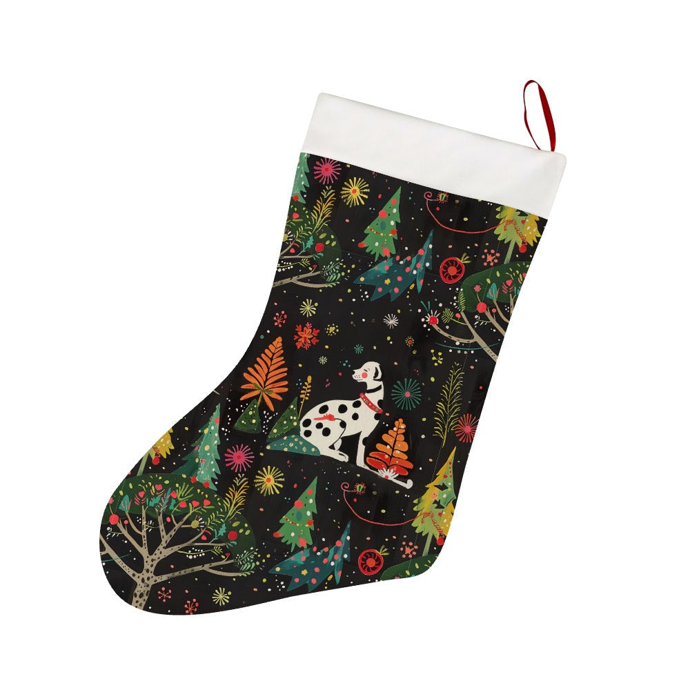 Christmas Forest Frolic Dalmatian Christmas Stocking-Christmas Ornament-Christmas, Dalmatian, Home Decor-26X42CM-White1-1