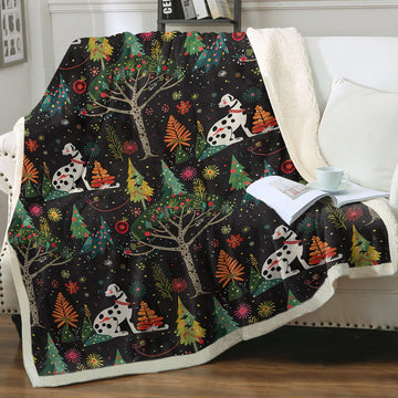 Christmas Forest Frolic Dalmatians Soft Warm Fleece Blanket 360x