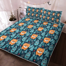 Load image into Gallery viewer, Christmas Forest Gremlin Pomeranian Quilt Blanket Bedding Set-Bedding-Bedding, Blankets, Christmas, Home Decor, Pomeranian-3