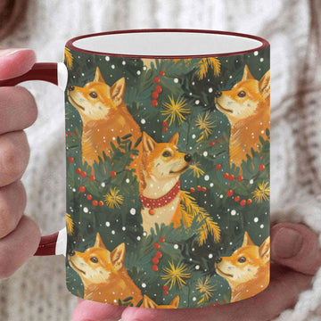 Christmas Forest Shiba Inus Coffee Mug White3 One Size 360x