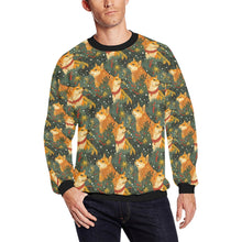 Load image into Gallery viewer, Christmas Forest Shiba Inus Fuzzy Sweatshirt for Men-Apparel-Apparel, Christmas, Dog Dad Gifts, Shiba Inu, Sweatshirt-S-1