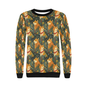 Christmas Forest Shiba Inus Sweatshirt for Women-Apparel-Apparel, Christmas, Dog Mom Gifts, Shiba Inu, Sweatshirt-3