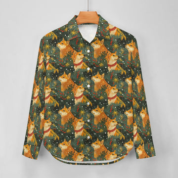 Christmas Forest Shiba Inus Women's Shirt-Apparel-Apparel, Christmas, Dog Mom Gifts, Shiba Inu, Shirt-3