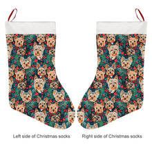 Load image into Gallery viewer, Christmas Forest Yorkies Christmas Stocking-Christmas Ornament-Christmas, Home Decor, Yorkshire Terrier-26X42CM-White-3