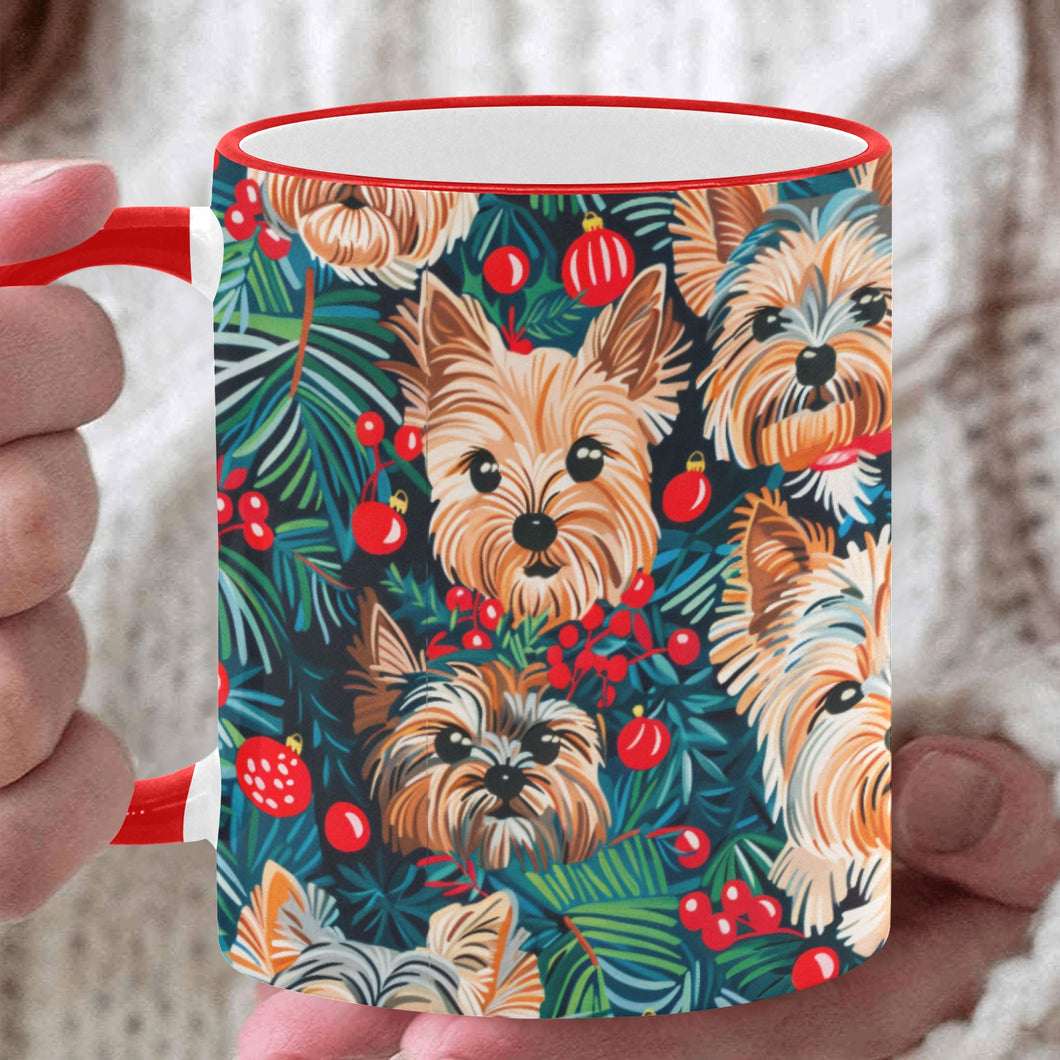 Christmas Forest Yorkies Coffee Mug-White-ONE SIZE-1