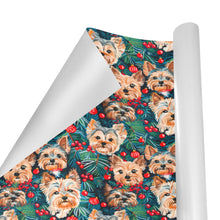 Load image into Gallery viewer, Christmas Forest Yorkies Gift Wrapping Paper - 2 Rolls-Christmas Ornament-Christmas,Wrapping Paper,Yorkshire Terrier-2