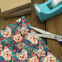 Load image into Gallery viewer, Christmas Forest Yorkies Gift Wrapping Paper - 2 Rolls-Christmas Ornament-Christmas,Wrapping Paper,Yorkshire Terrier-4