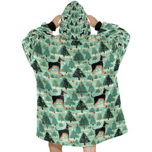 Load image into Gallery viewer, Christmas Glades Guardian Doberman Blanket Hoodie-Blanket-Apparel, Blanket Hoodie, Blankets, Christmas, Doberman, Dog Mom Gifts-ONE SIZE-2