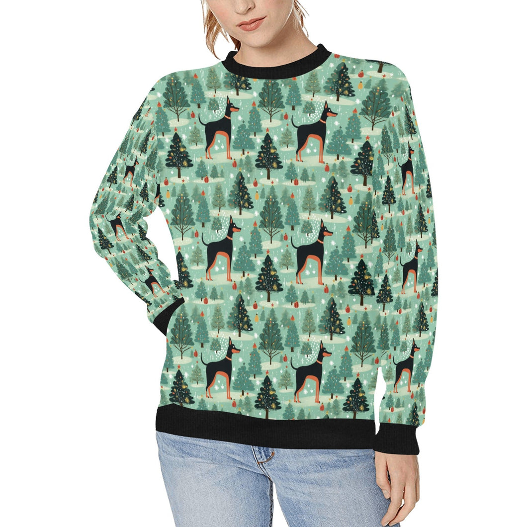 Christmas Glades Guardian Doberman Sweatshirt for Women-Apparel-Apparel, Christmas, Doberman, Dog Mom Gifts, Sweatshirt-S-1