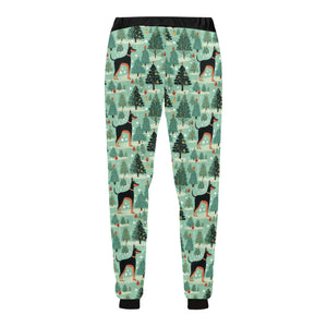 Christmas Glades Guardian Doberman Unisex Sweatpants-Apparel-Apparel, Christmas, Doberman, Dog Dad Gifts, Dog Mom Gifts, Pajamas-5