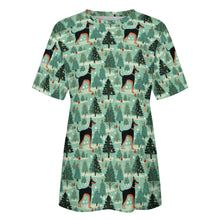 Load image into Gallery viewer, Christmas Glades Guardian Doberman Women&#39;s Cotton T-Shirt-Apparel-Apparel, Christmas, Doberman, Dog Mom Gifts, T Shirt-5