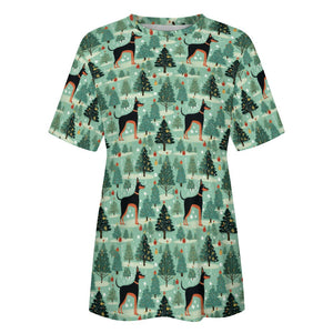 Christmas Glades Guardian Doberman Women's Cotton T-Shirt-Apparel-Apparel, Christmas, Doberman, Dog Mom Gifts, T Shirt-5