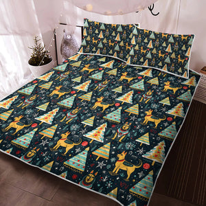 Christmas Groove Guardian German Shepherds Quilt Blanket Bedding Set-Bedding-Bedding, Blankets, Christmas, German Shepherd, Home Decor-3